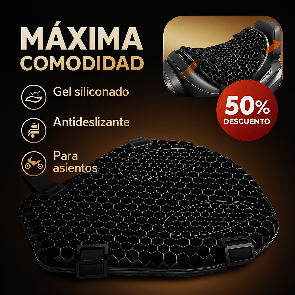 Cojín de Gel Siliconado para Moto – comodidad total en cada viaje