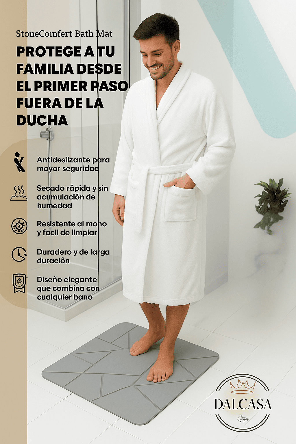 Tapete de Piedra Súper Absorbente: seco, seguro y elegante en segundos.