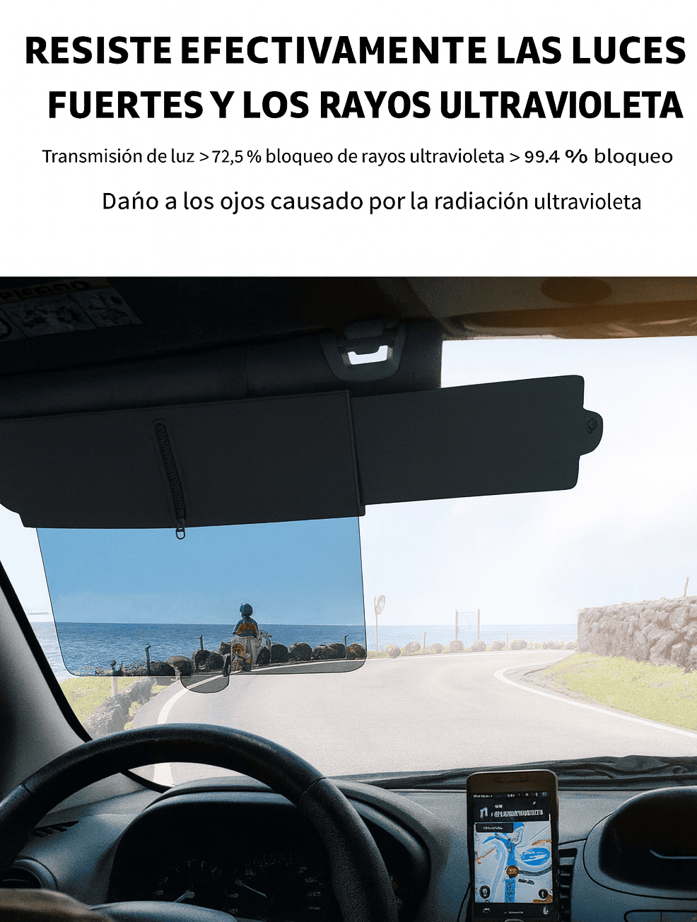 Tu copiloto contra el sol: Visera antideslumbrante universal