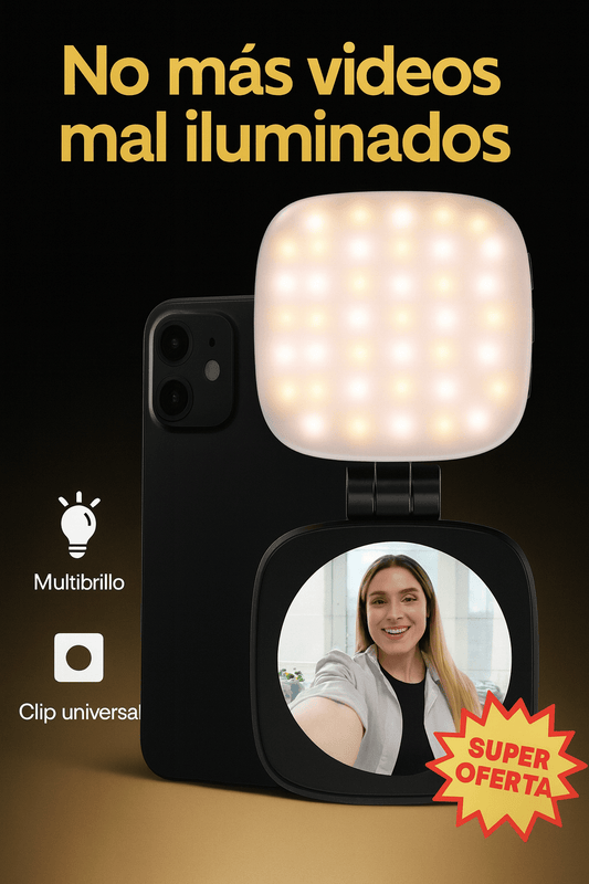 Luz LED con espejo portátil: ilumina y graba como un pro