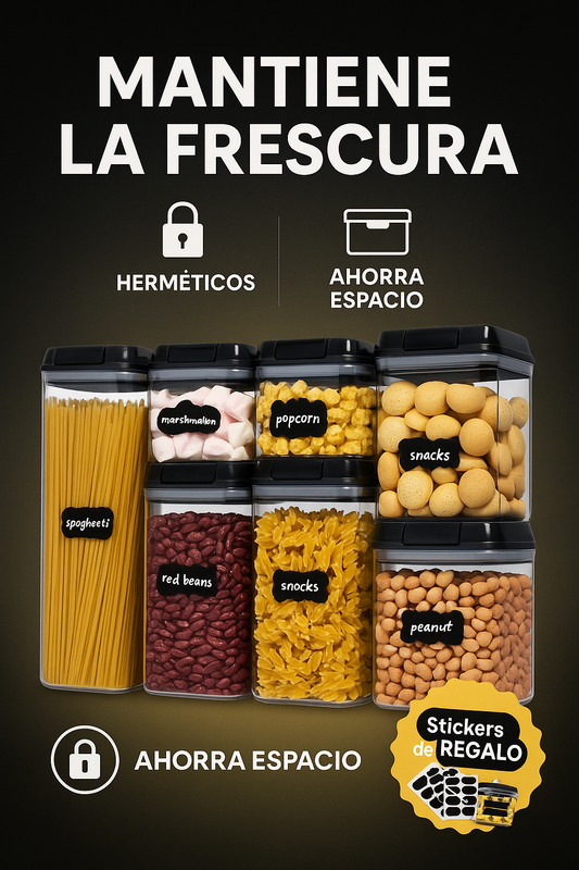 ¡Dile adiós al desorden! Contenedores hermeticos AESTHETIC✨ + Stickers REGALO!🎁