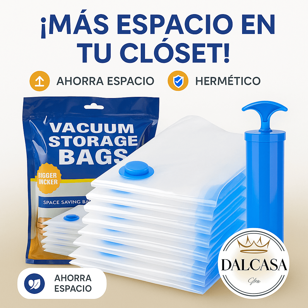 ✨ Más espacio en tu clóset en segundos: Bolsas de compresión al vacío X 5 guarda el doble sin esfuerzo