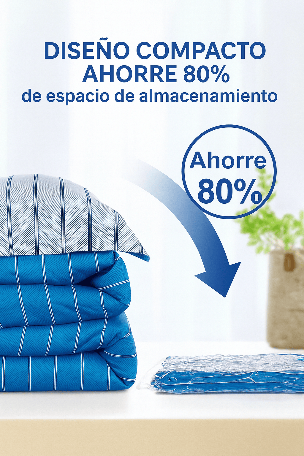 ✨ Más espacio en tu clóset en segundos: Bolsas de compresión al vacío X 5 guarda el doble sin esfuerzo