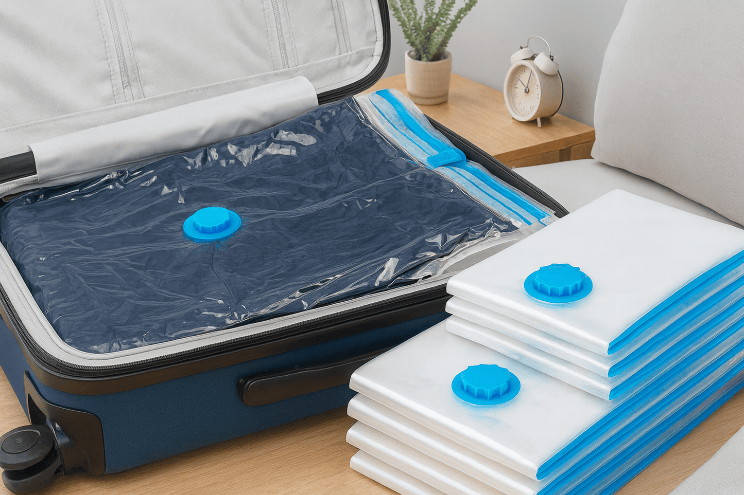 ✨ Más espacio en tu clóset en segundos: Bolsas de compresión al vacío X 5 guarda el doble sin esfuerzo