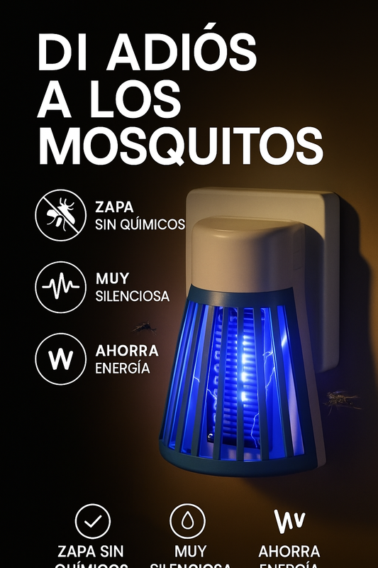 Mosquito Zero: Luz UV + descarga eléctrica para noches libres de picaduras.